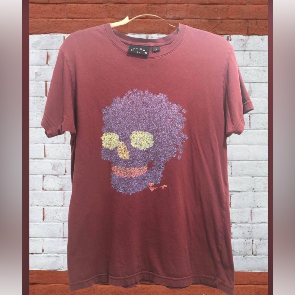 Marc Jacobs T Shirt with Skull/Flower Design Size Med